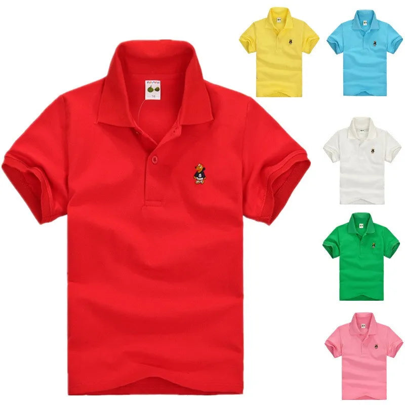 Camisa Polo Infantil Manga Curta Lisa com Gola  e Botões