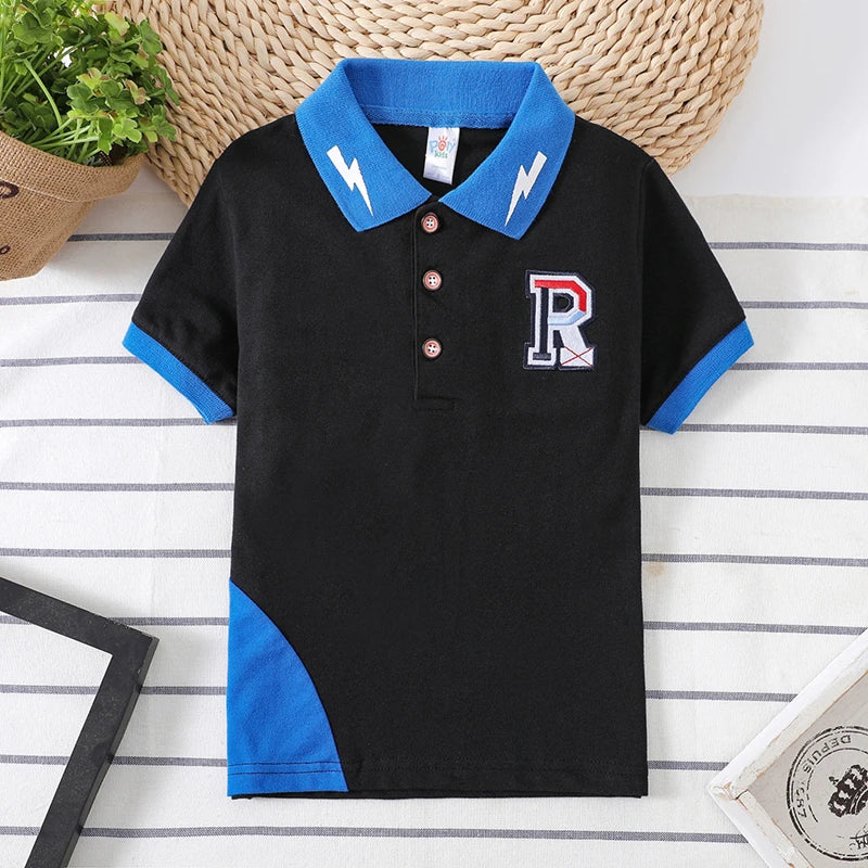 Camisa Polo Infantil Manga Curta com Gola Contrastante