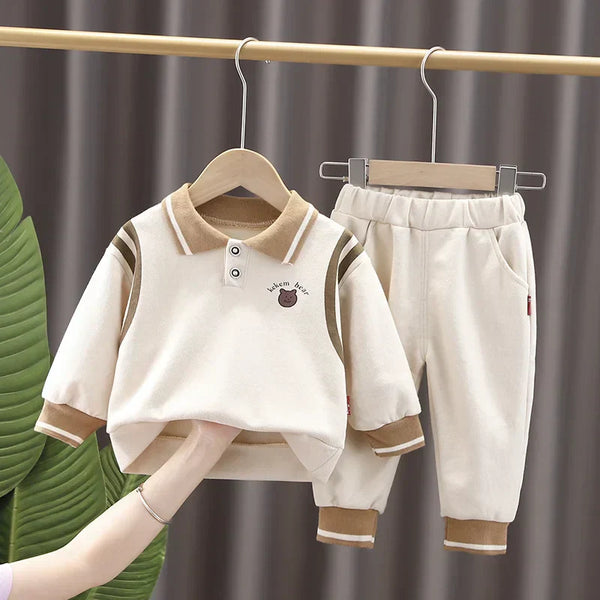 Conjunto Infantil Masculino Look Casual Gola Polo e Calça Jogger 2 Peças