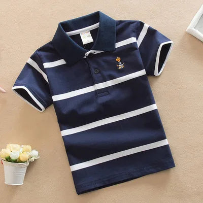Camisa Polo Infantil Manga Curta Listrada com Gola Polo