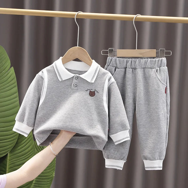Conjunto Infantil Masculino Look Casual Gola Polo e Calça Jogger 2 Peças