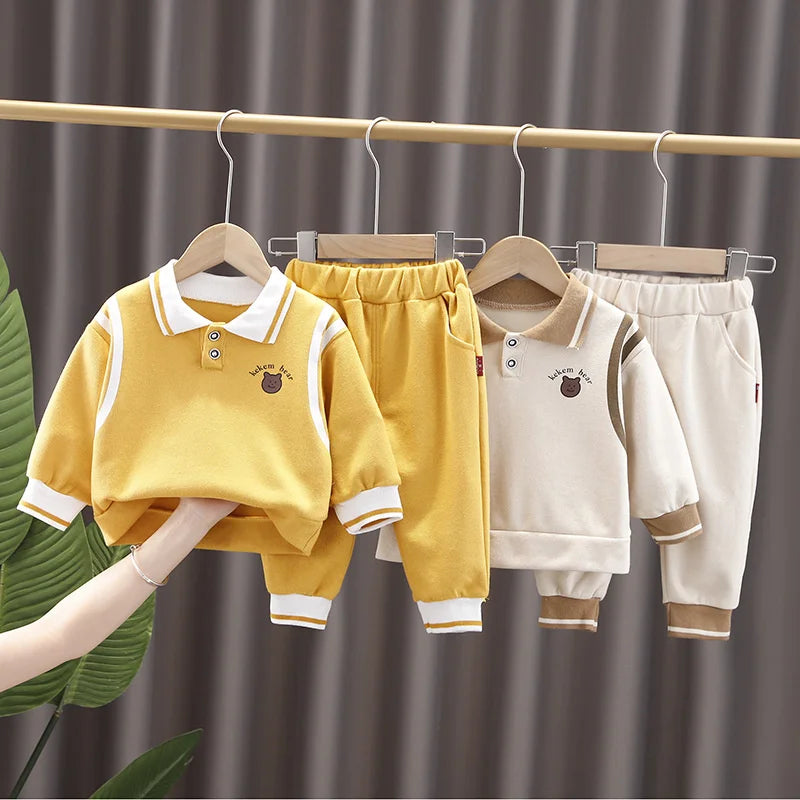 Conjunto Infantil Masculino Look Casual Gola Polo e Calça Jogger 2 Peças