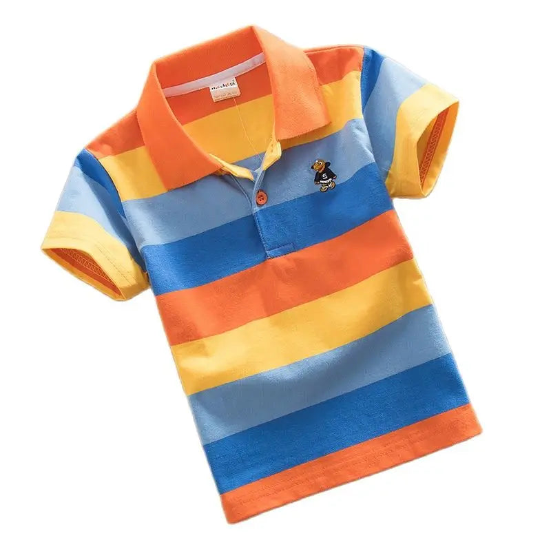 Camisa Polo Infantil Manga Curta Listrada com Gola Polo