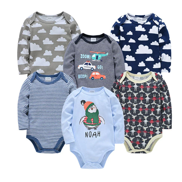 Kit Body Bebê Estampado Unissex 6 Peças