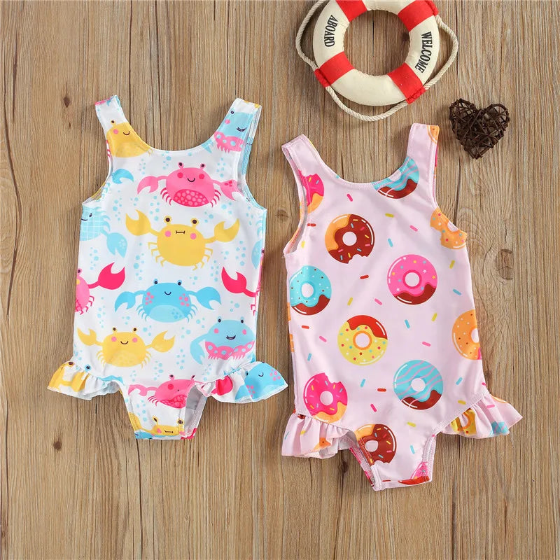Maiôs Bebê Menina com Babado Estampas Coloridas