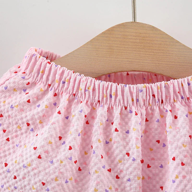 Conjunto Bebê Menina 2 Peças Blusa com Babado e Laço E Short  Estampa Salpicada