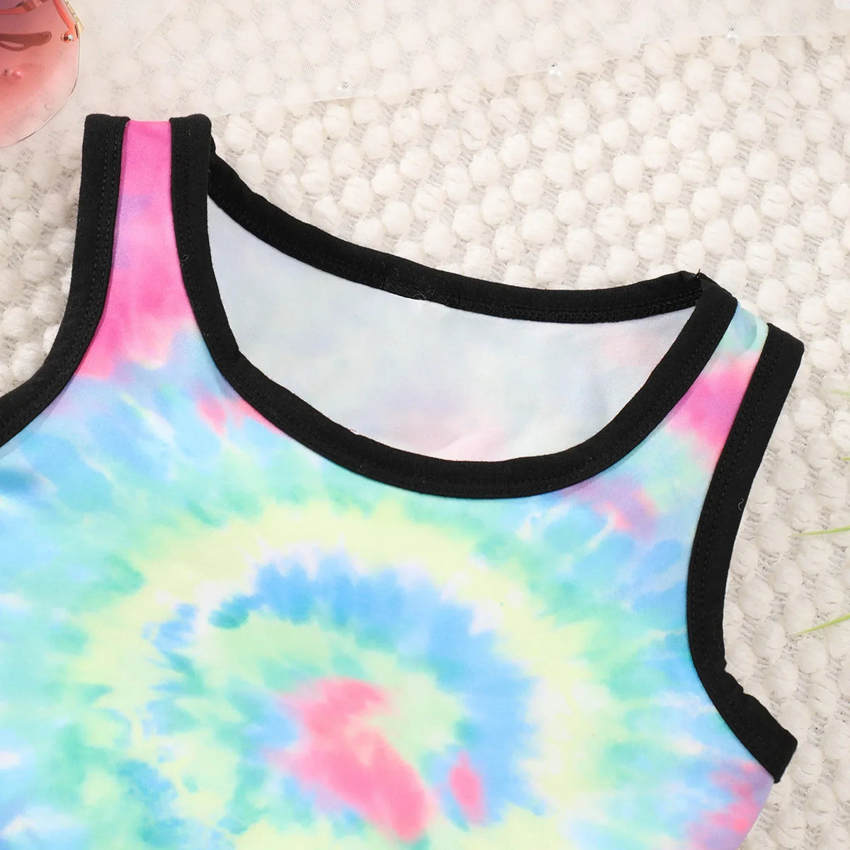 Conjunto Infantil Menina Conjunto Esportivo 2 Peças Top Cropped + Short Estampado Tie Dye