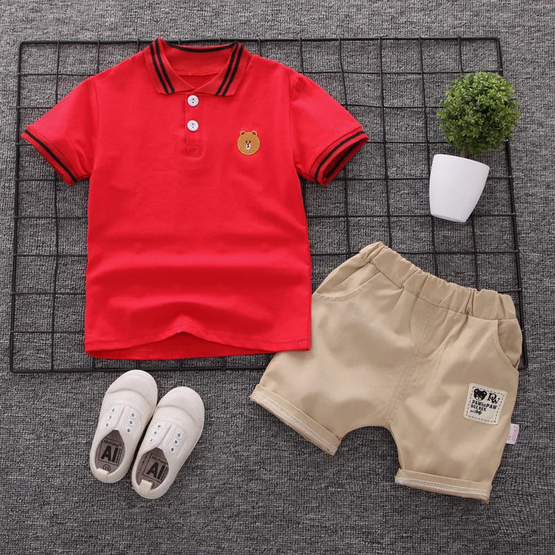 Conjunto Infantil Masculino Polo Manga Curta e Short com Elástico Estilo Social