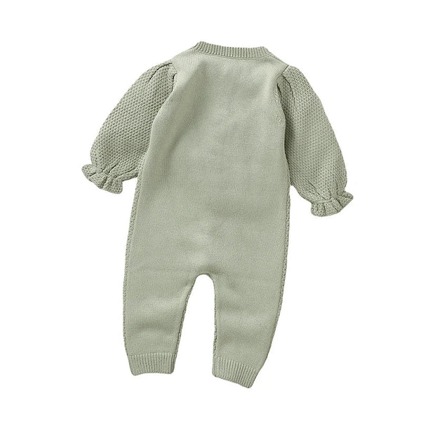 Macacão Tricot Bebê Feminino com Bordado Floral