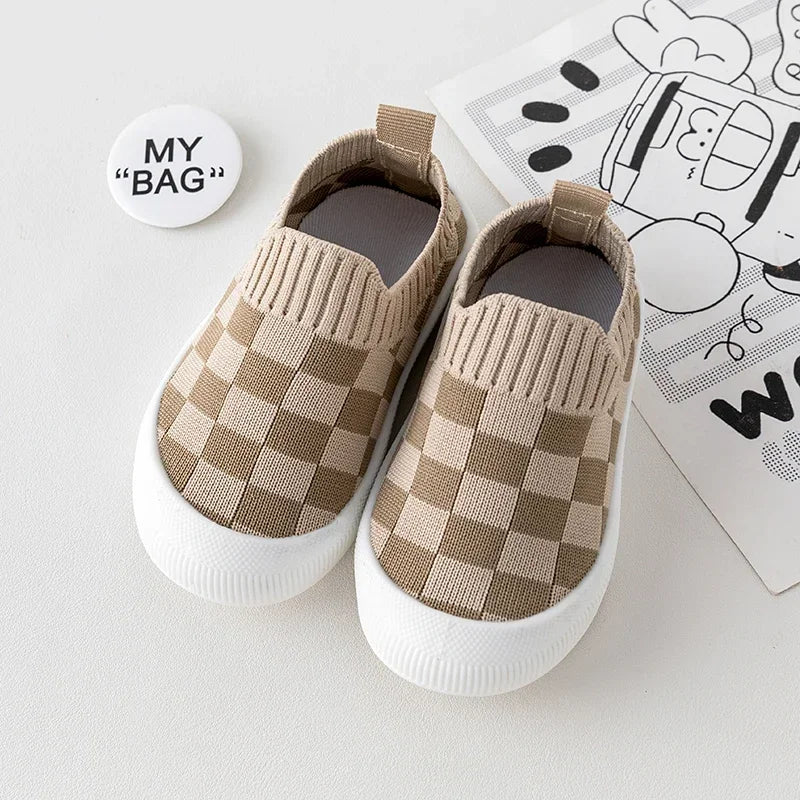 Tênis Infantil Slip On Xadrez Quadriculado com Solado Borracha