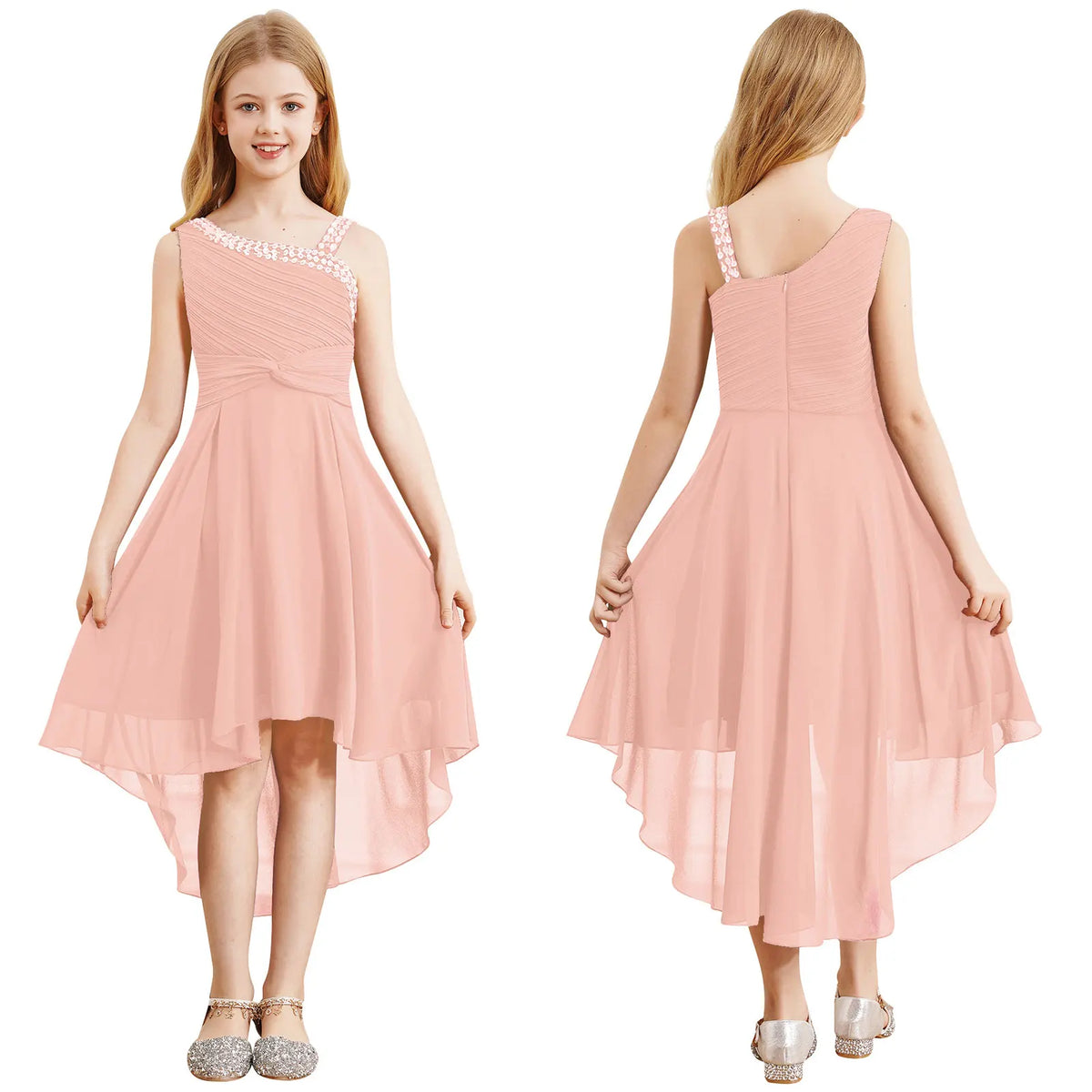 Vestido Infantil Menina Festa Um Ombro Só Barra Mullet Assimétrica