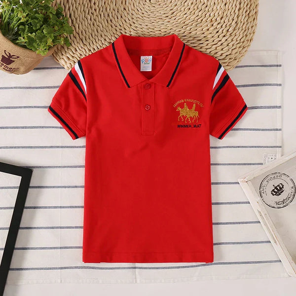 Camisa Polo Infantil Manga Curta com Gola Contrastante