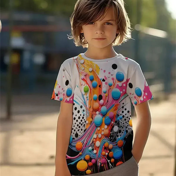 Camiseta Infantil Manga Curta Estampa Abstrata