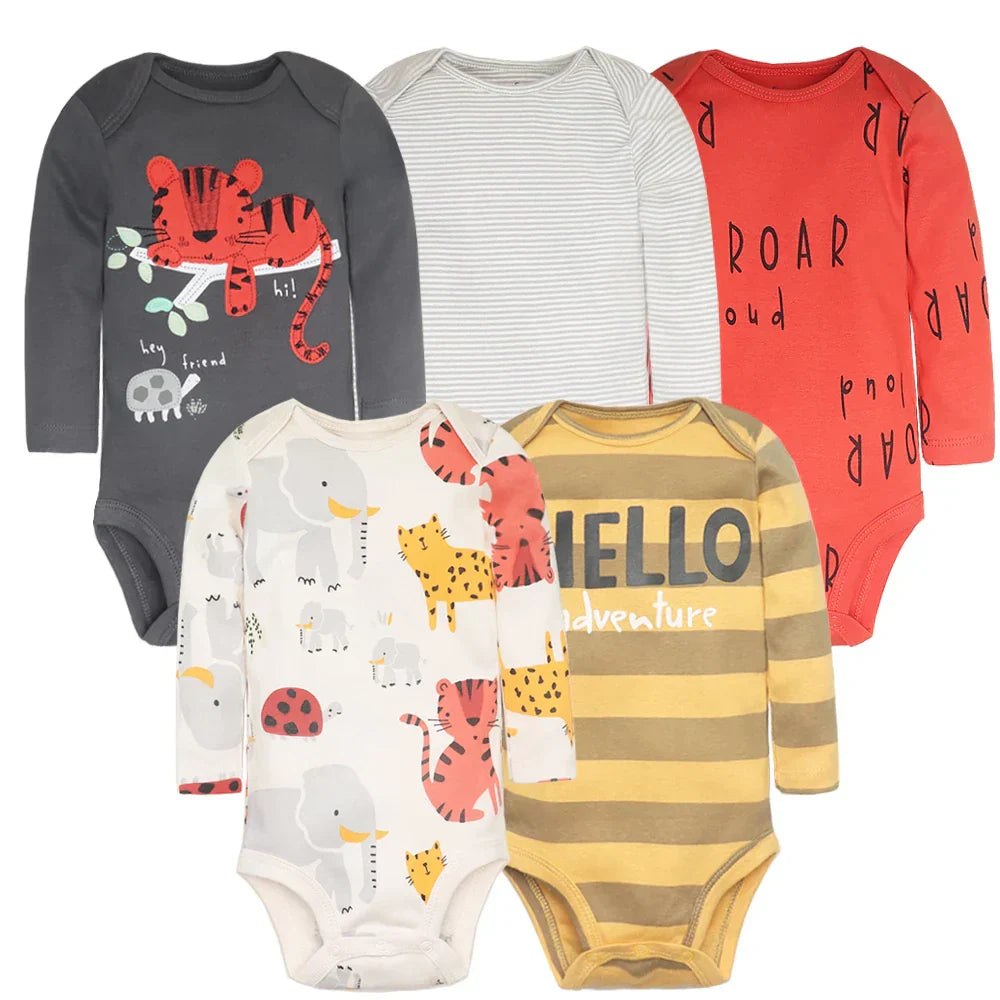 Kit 5 Bodies Bebê  Manga Longa Unisex