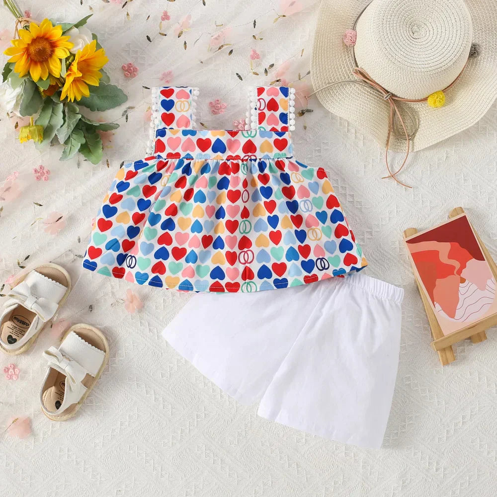 Conjunto Bebê Menina 2 Peças Vestido Regata  E Tapa Fralda Bloomer