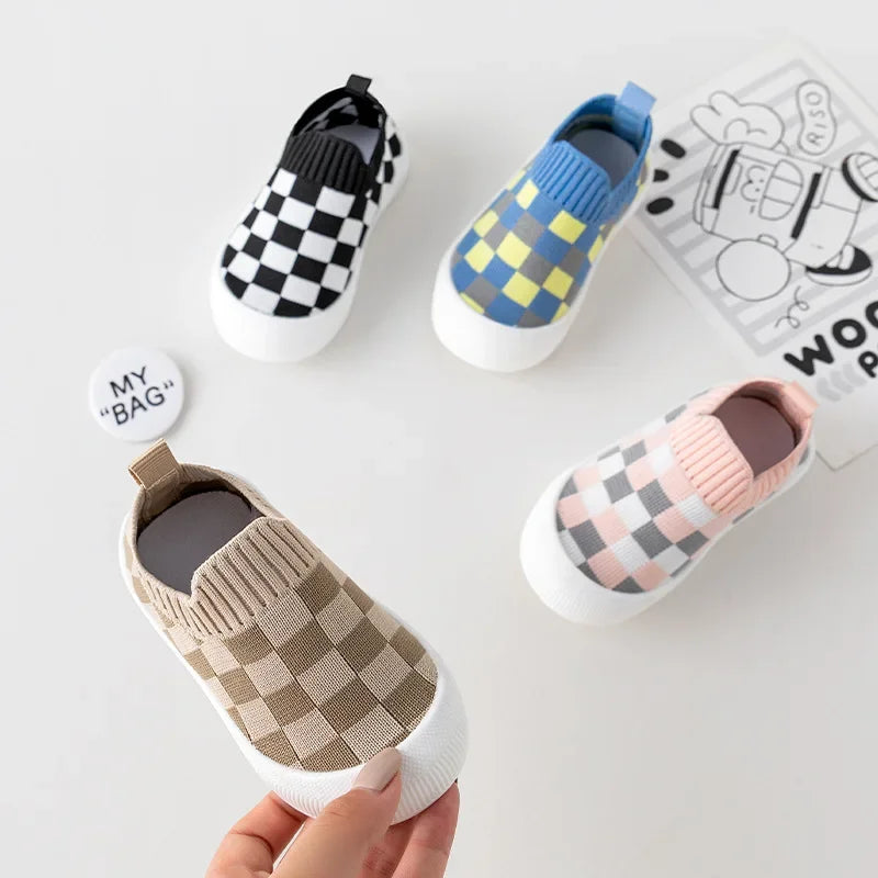 Tênis Infantil Slip On Xadrez Quadriculado com Solado Borracha