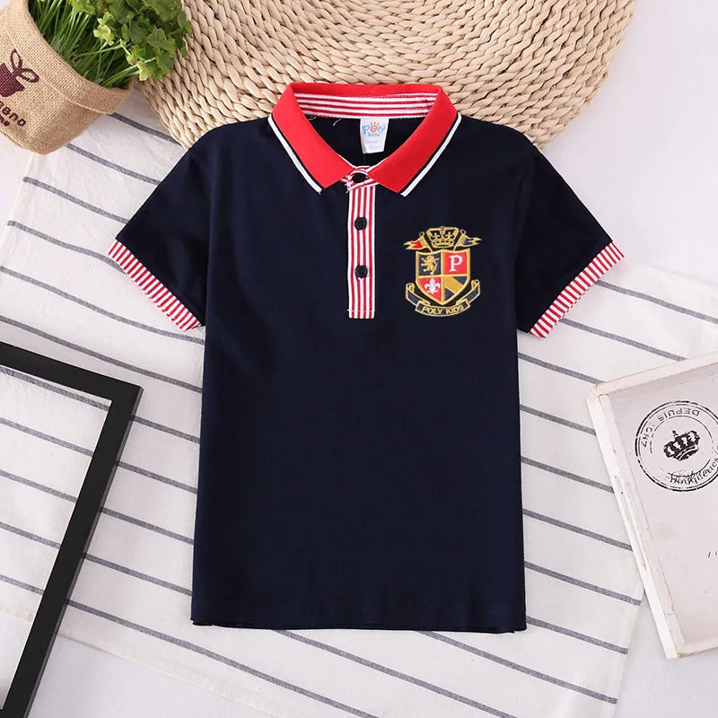 Camisa Polo Infantil Manga Curta com Gola Contrastante