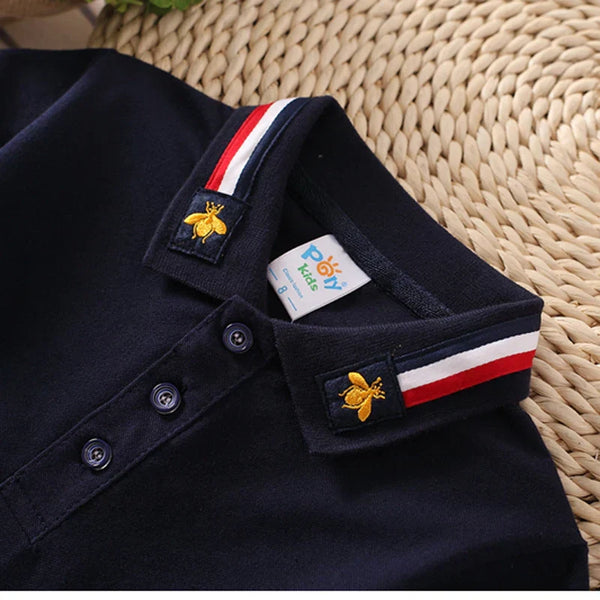 Camisa Polo Infantil Manga Curta Lisa com Gola Listrada e Botões