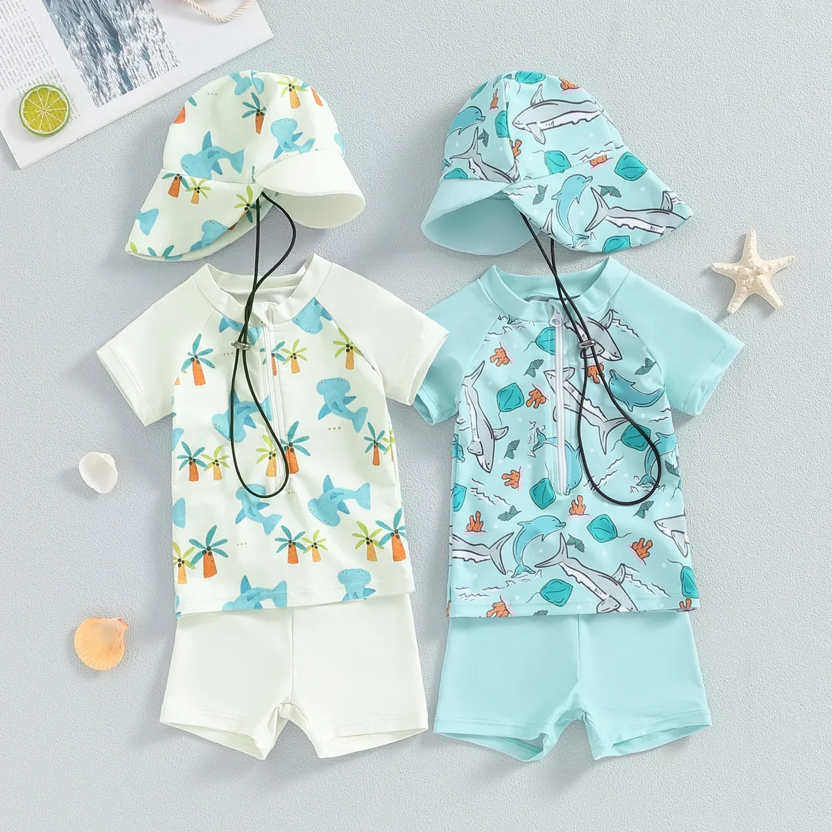 Conjunto Banho Infantil Camiseta Manga Longa e Short
