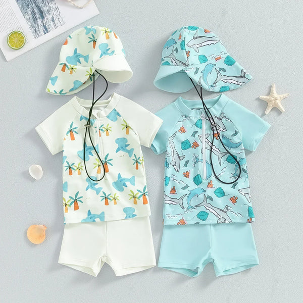 Conjunto Banho Infantil Camiseta Manga Longa e Short