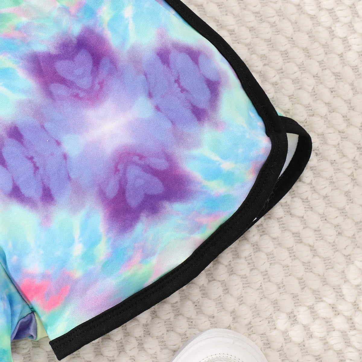 Conjunto Infantil Menina Conjunto Esportivo 2 Peças Top Cropped + Short Estampado Tie Dye