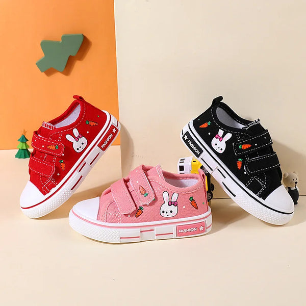 Tênis Infantil Menina com Velcro Duplo e Estampa Coelhinho