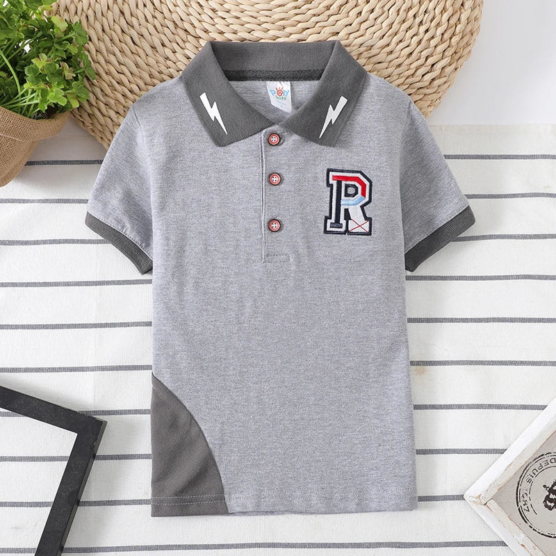 Camisa Polo Infantil Manga Curta com Gola Contrastante