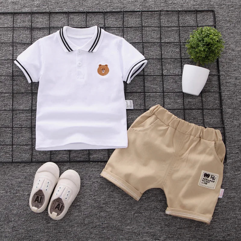Conjunto Infantil Masculino Polo Manga Curta e Short com Elástico Estilo Social