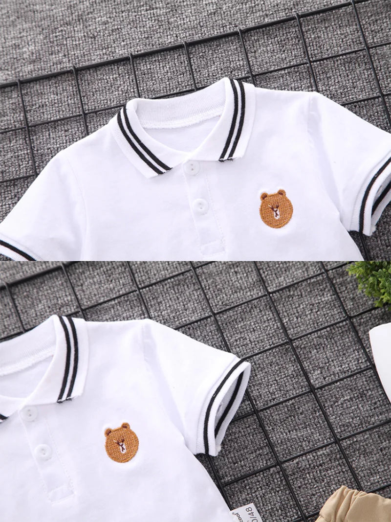 Conjunto Infantil Masculino Polo Manga Curta e Short com Elástico Estilo Social