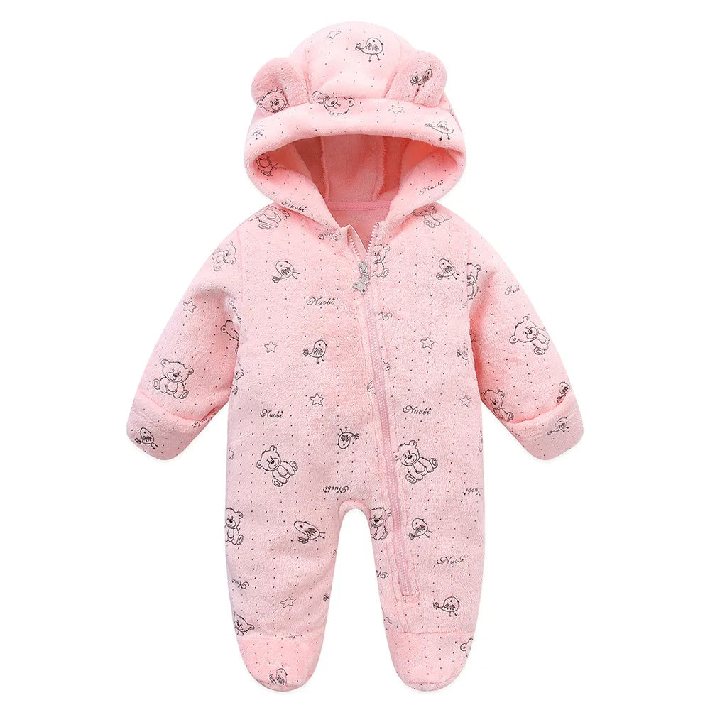 Macacão Bebê Inverno com Capuz Ursinho – Acolchoado e Zíper Frontal
