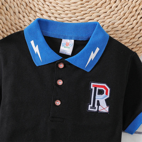 Camisa Polo Infantil Manga Curta com Gola Contrastante