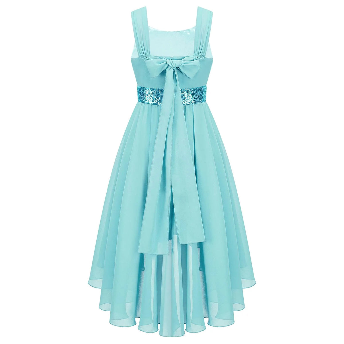 Vestido Infantil Menina Decote V Alças Largas Saia Mullet com Detalhe de Paetês