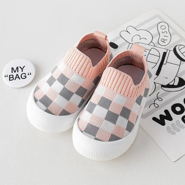 Tênis Infantil Slip On Xadrez Quadriculado com Solado Borracha