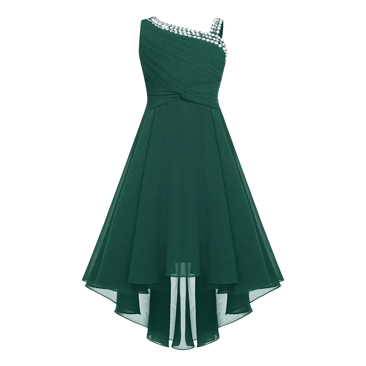 Vestido Infantil Menina Festa Um Ombro Só Barra Mullet Assimétrica