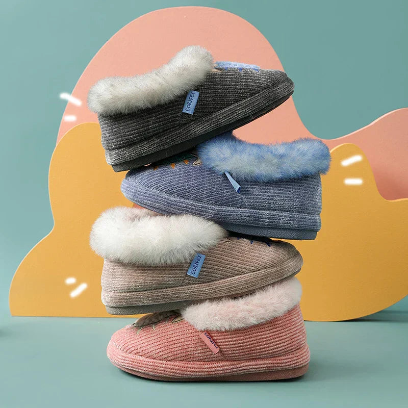 Pantufa Bebê Unissex de Pelúcia com Bordado E Forrada para Inverno