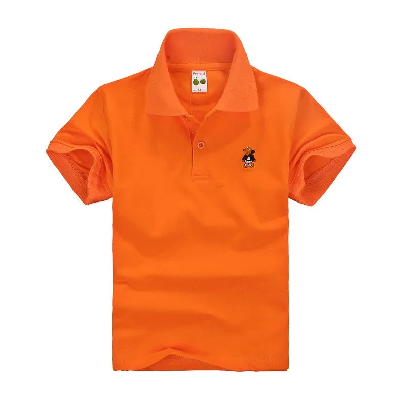 Camisa Polo Infantil Manga Curta Lisa com Gola  e Botões