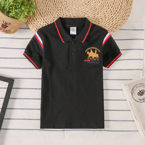 Camisa Polo Infantil Manga Curta com Gola Contrastante