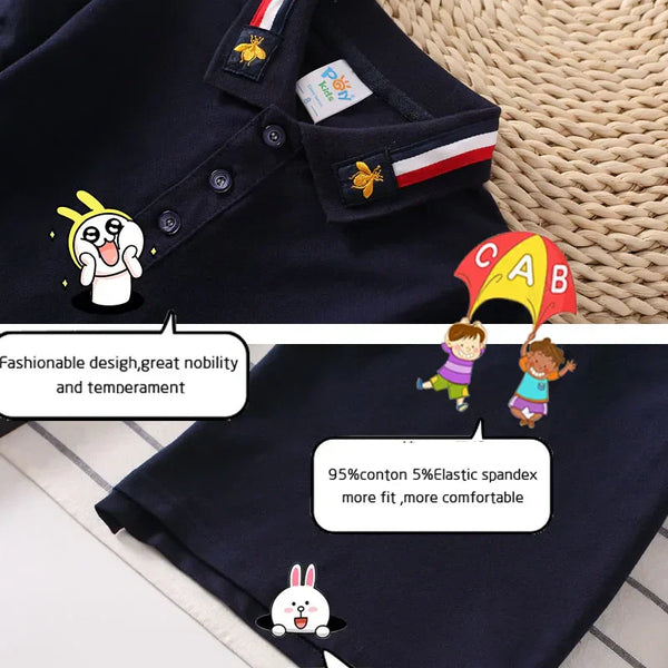 Camisa Polo Infantil Manga Curta Lisa com Gola Listrada e Botões