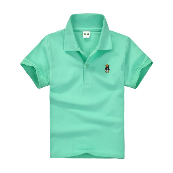 Camisa Polo Infantil Manga Curta Lisa com Gola  e Botões