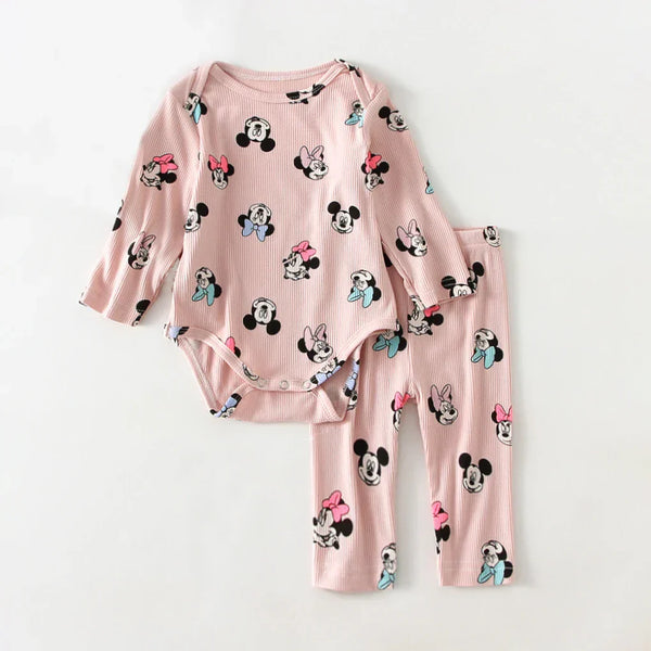 Conjunto Bebê Menina Body Manga Longa Estampado e Calça Legging
