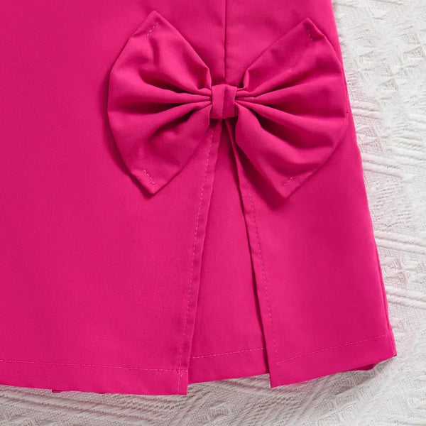 Conjunto Menina Camisa Manga Curta Estampada + Saia Short com Laço 2 Peças