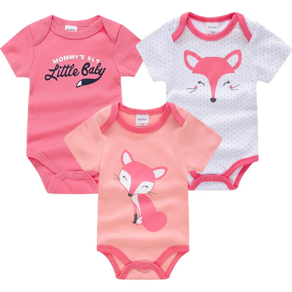 Kit 3 Bodies Bebê Manga Curta Estampas Variadas 3 Peças