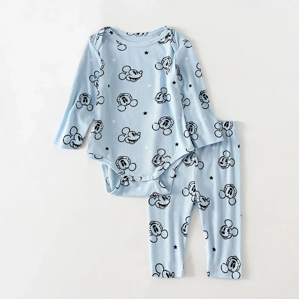 Conjunto Bebê Menina Body Manga Longa Estampado e Calça Legging