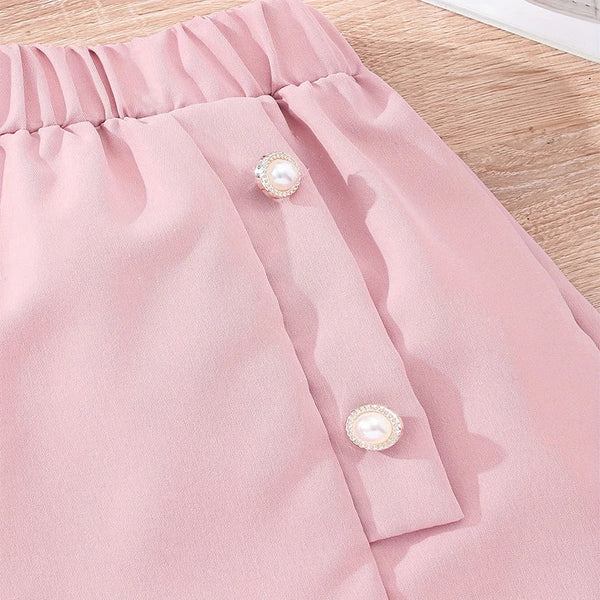 Conjunto Infantil Menina Top Alça Fina com Laço + Short com Detalhe nas Laterais 2 Peças