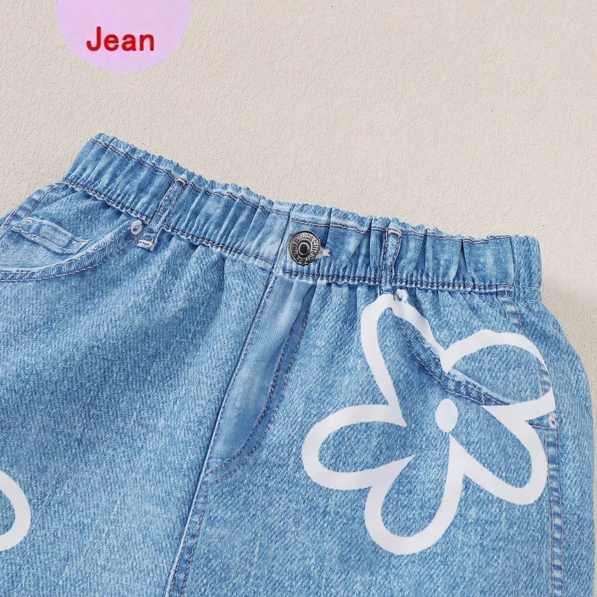Conjunto Infantil Feminino Regata Canelada Gola Polo + Calça Reta Estampa Floral 2 Peças