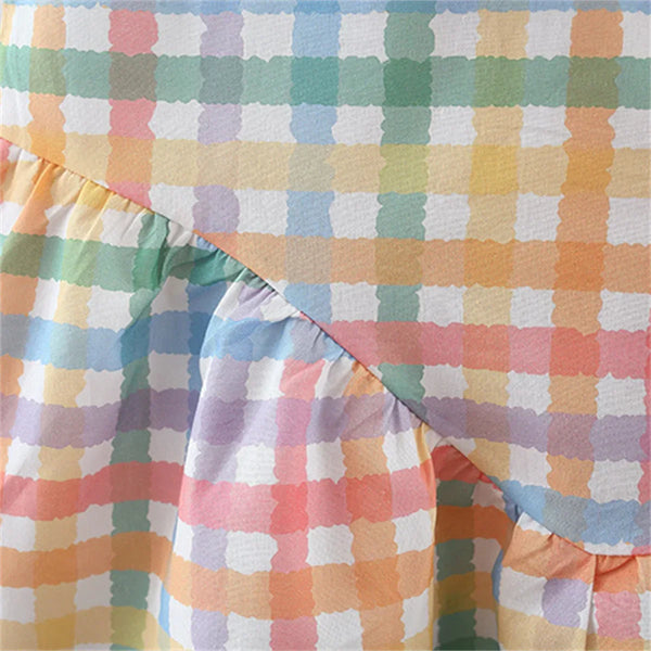 Vestido Bebê Sem Manga com Gola Boneca e Estampa Xadrez
