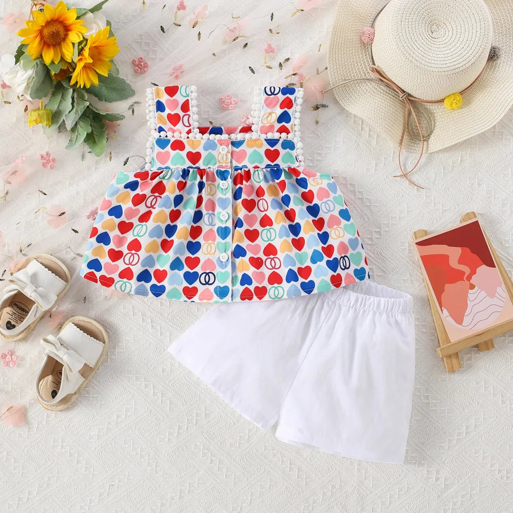 Conjunto Bebê Menina 2 Peças Vestido Regata  E Tapa Fralda Bloomer