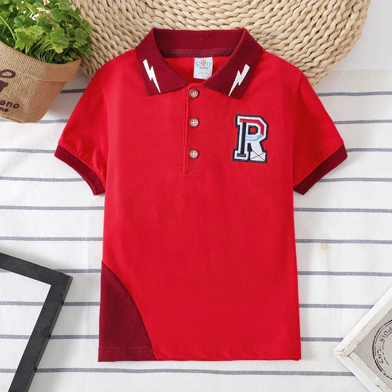 Camisa Polo Infantil Manga Curta com Gola Contrastante