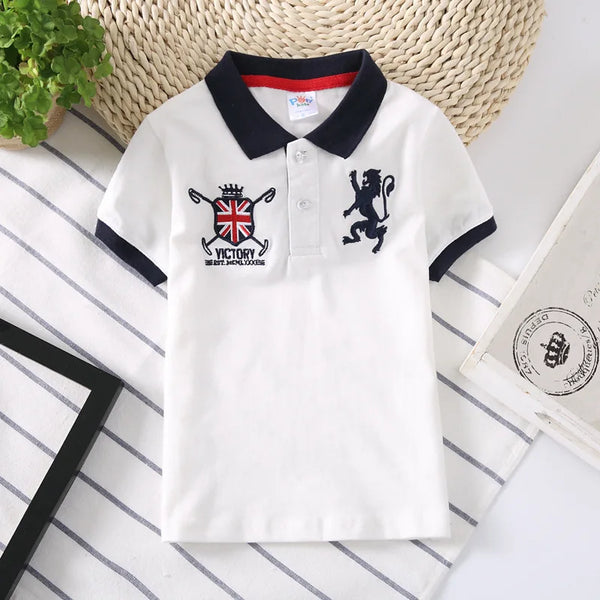 Camisa Polo Infantil Manga Curta com Gola Contrastante