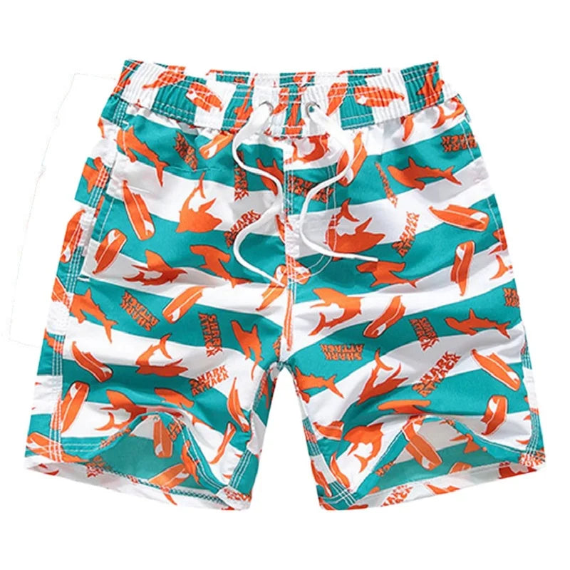 Short de Banho  Estampado com Cordão e Cintura Elástica